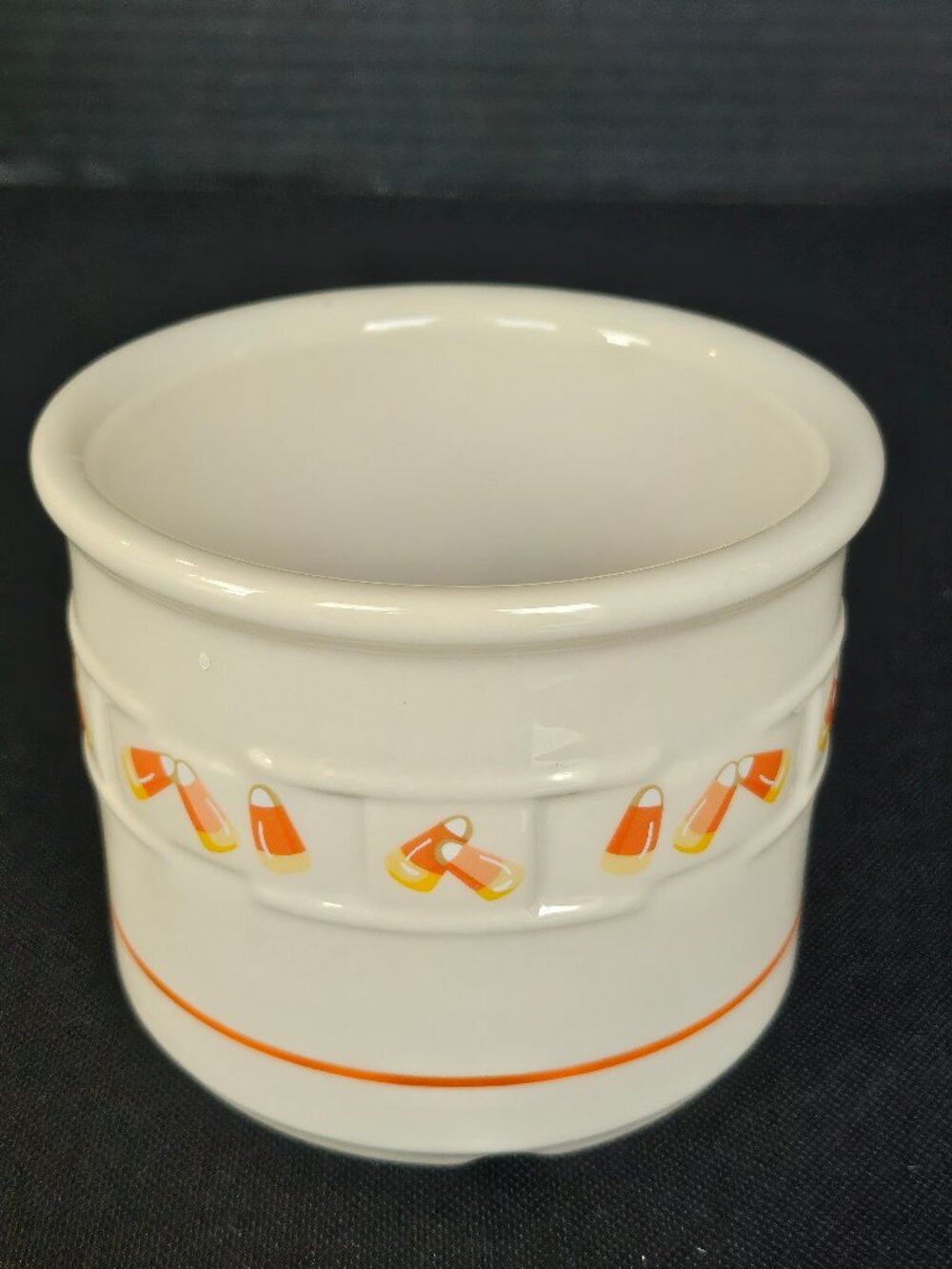 Vintage Longaberger Pottery Candy Corn 1 Pint Crock Retired Woven Traditions